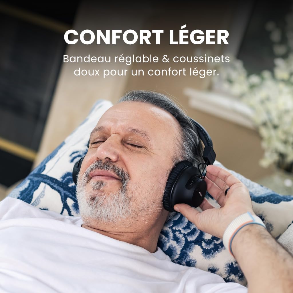 Avantree Audition 3 – Casque Bluetooth 5.3 Over-Ear avec Base