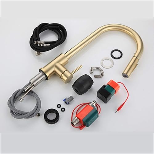 Miniatura 14 de Grifo de rotación de 360°, grifo de cocina extraíble de arco alto de una sola manija, grifo mezclador de inducción caliente y frío, grifos