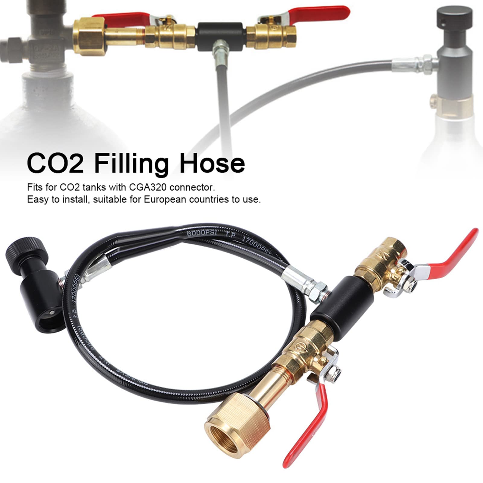 Adattatore di Ricarica per Bombola di CO2, Adattatore di Ricarica, Tubo Flessibile di Riempimento di CO2, Kit Connettore Stazione di Ricarica di CO2 per il Riempimento del
