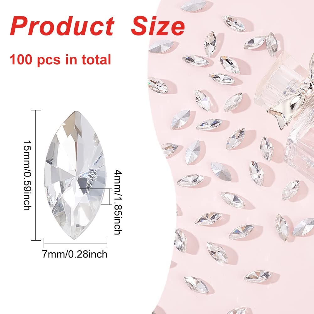 FINGERINSPIRE 200 Pezzi 24.5x11.5mm Occhio di Cavallo Acrilico Strass Gemme con Contenitore Gioielli in Acrilico Abbellimenti Cristalli Retro Piatto Gioielli Trasparente per Costumi Cosplay