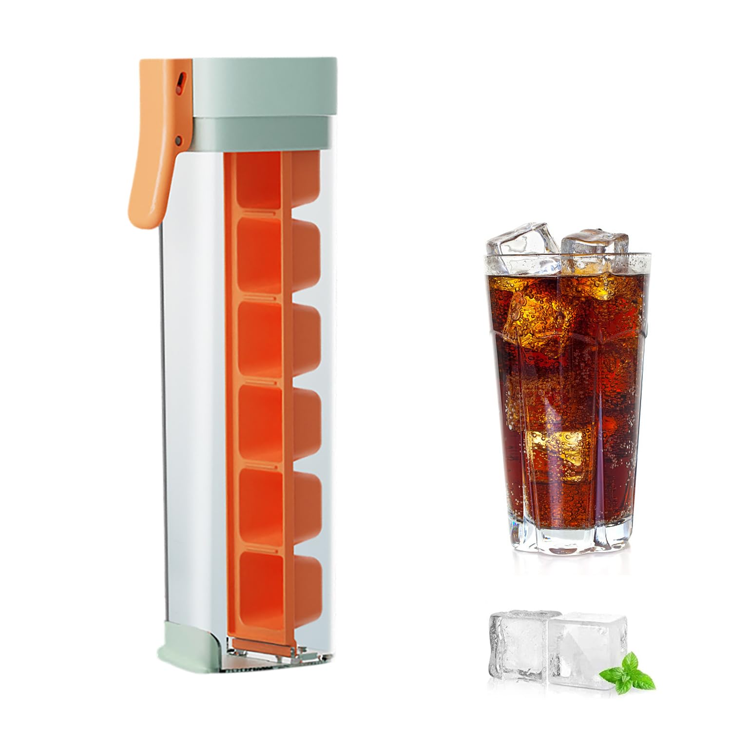 Enreluya Ice Cube Tray, Silicone Ice Cube Trays with Non-Spill Lids, Easy to Remove Tray, Dishwasher Safe for Freezer, Whiskey, Cocktail and Drink, Orange