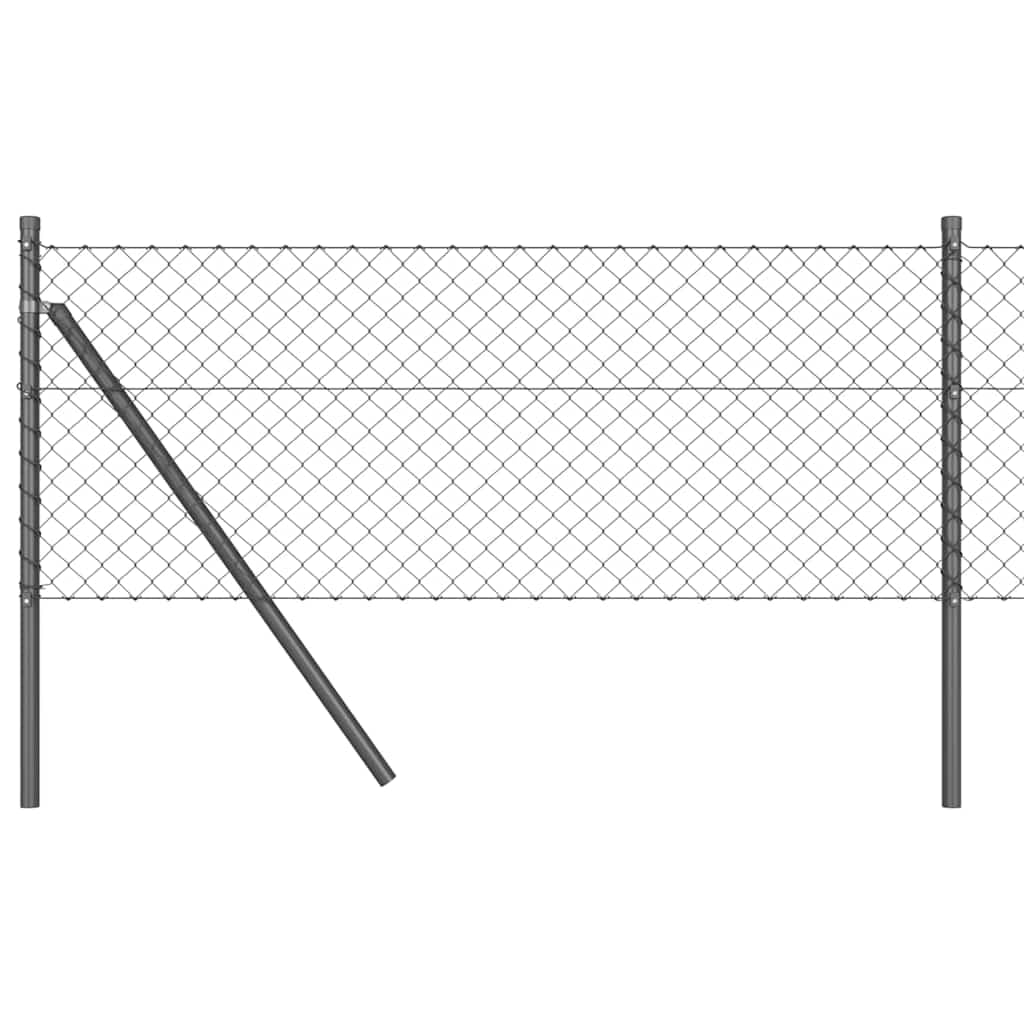 Grey Fence Post Set 25 x 0.6 m Steel PVC Garden Boundary with 40 x 40 mm Mesh Corrosion Resistant Outdoor Barrier for Terrace Lawn