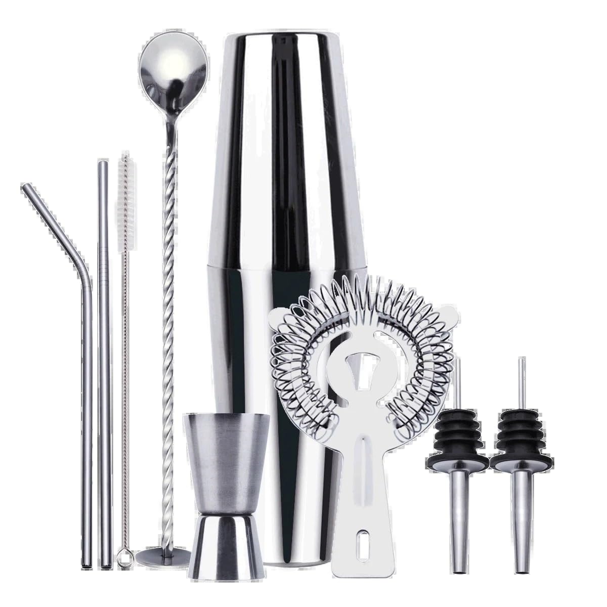 Juego de coctelera Boston, Kit de Barman, Juego de Regalo de coctelera for Bar en casa, Adecuado for Principiantes(9PCS)