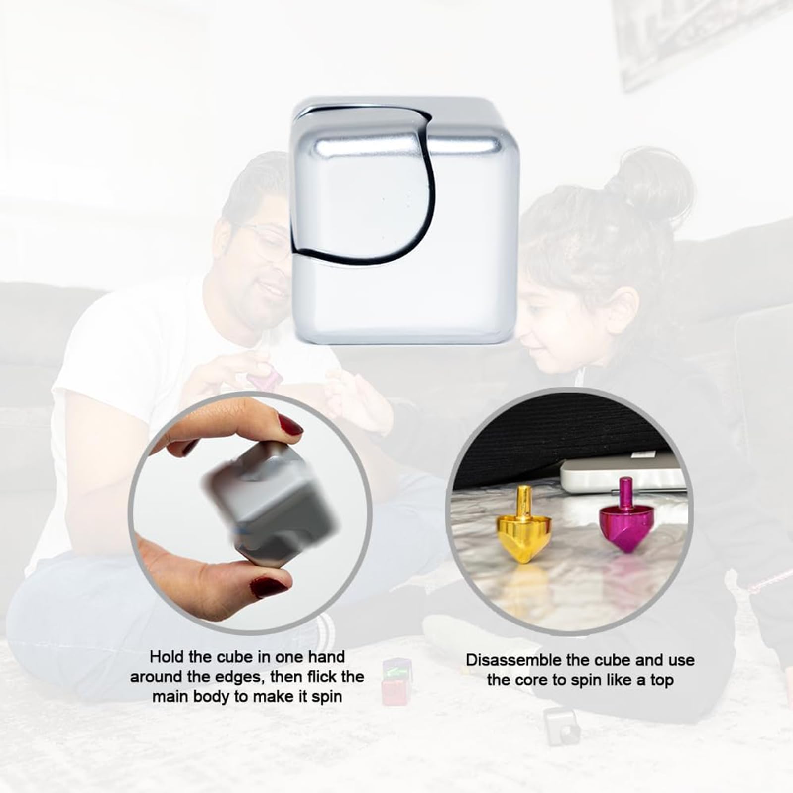 Fidget Toys for Adults, Stress Relief Toys Adults, Square Fidget Cube, Infinity Cube Fidget Toy, Portable Metal Fidget for Adults (Silvery) 2