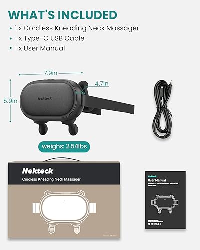 Miniatura 8 de Nekteck Masajeador de cuello inalámbrico, masajeador Shiatsu de cuello y espalda con calor, regalo elegible para la FSA, almohada de masaje de