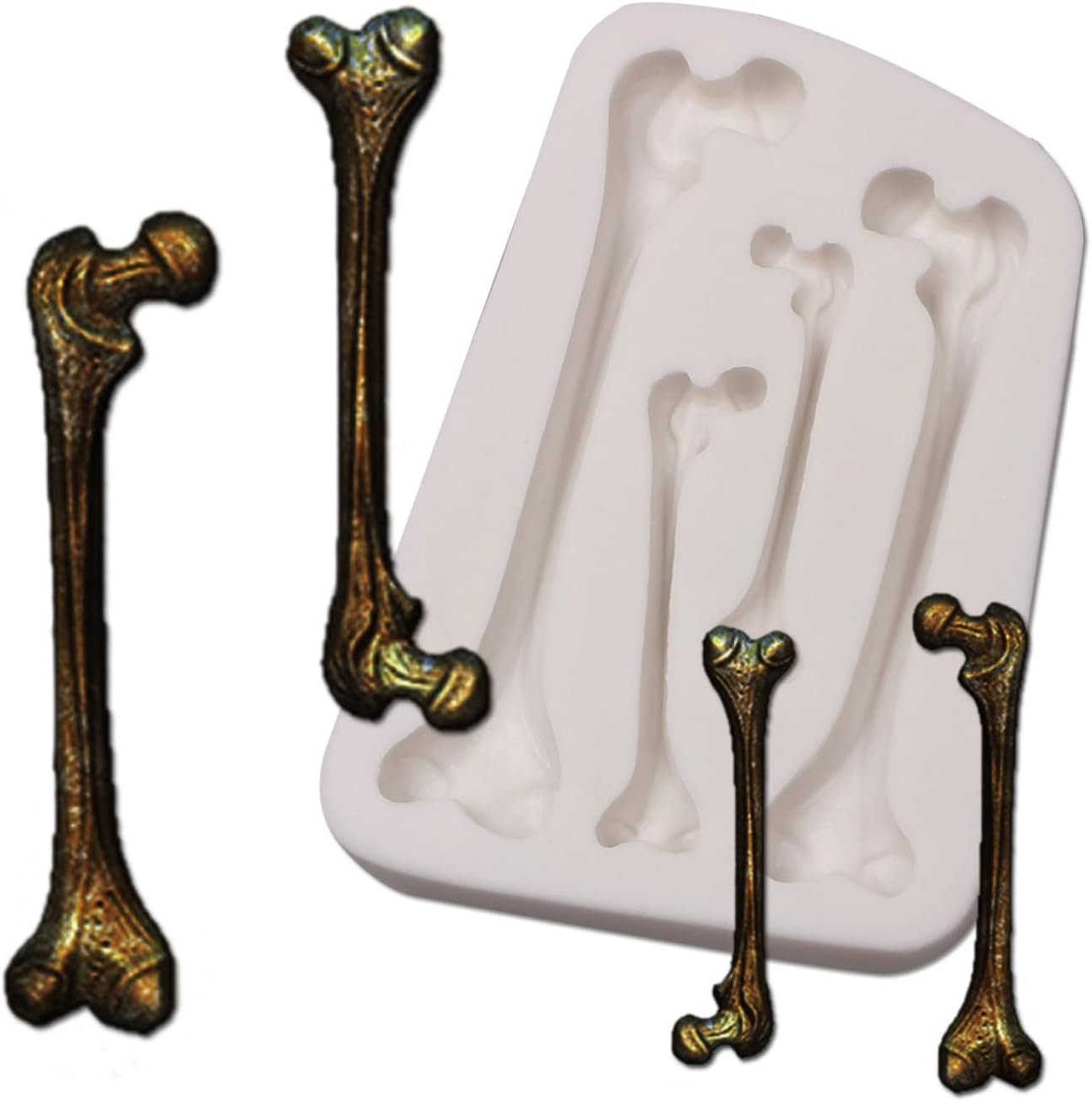 Skull Bones Silicone Fondant Molds, Halloween Bat Wings Beak Chocolate Molds for Cake Decoration Candy Sugar Craft Gum Paste - Image 6