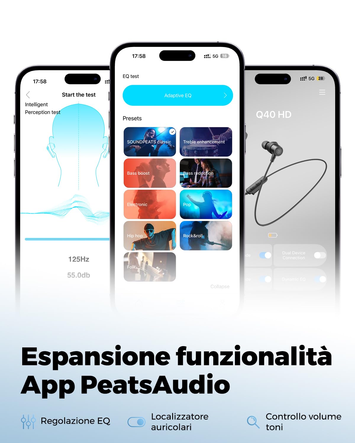 SoundPEATS Q40HD Auricolari Bluetooth 5.4 Sportive da Collo, Hi-Res Audio LDAC, 20 Ore Autonomia, IP67 Impermeabili, App Controllo, Doppia Connessione, EQ Dinamico, Trova Cuffie