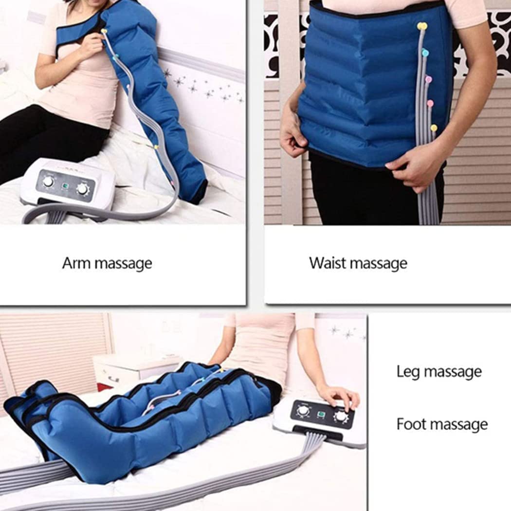 6-Hohlraum-Lymphdrainage-Bein-Massagegerät, elektrisches Bein-Luftkompressions-Massagegerät für Zirkulationsarm-Bein-Taille wickelt Fußknöchel-Wadenmassage-Maschine Schmerzen entspannen, Bein-Kompre