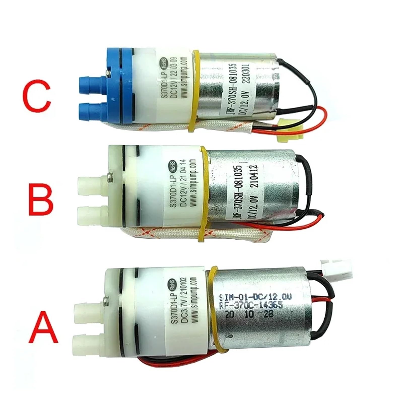 Mini-Membranpumpe 370 Motor – 3,7/6/12 V, 2,5 L/min, -60 KPa Vakuum, Für DIY, Milchpumpe, Aquarium & Mehr (DC12V)