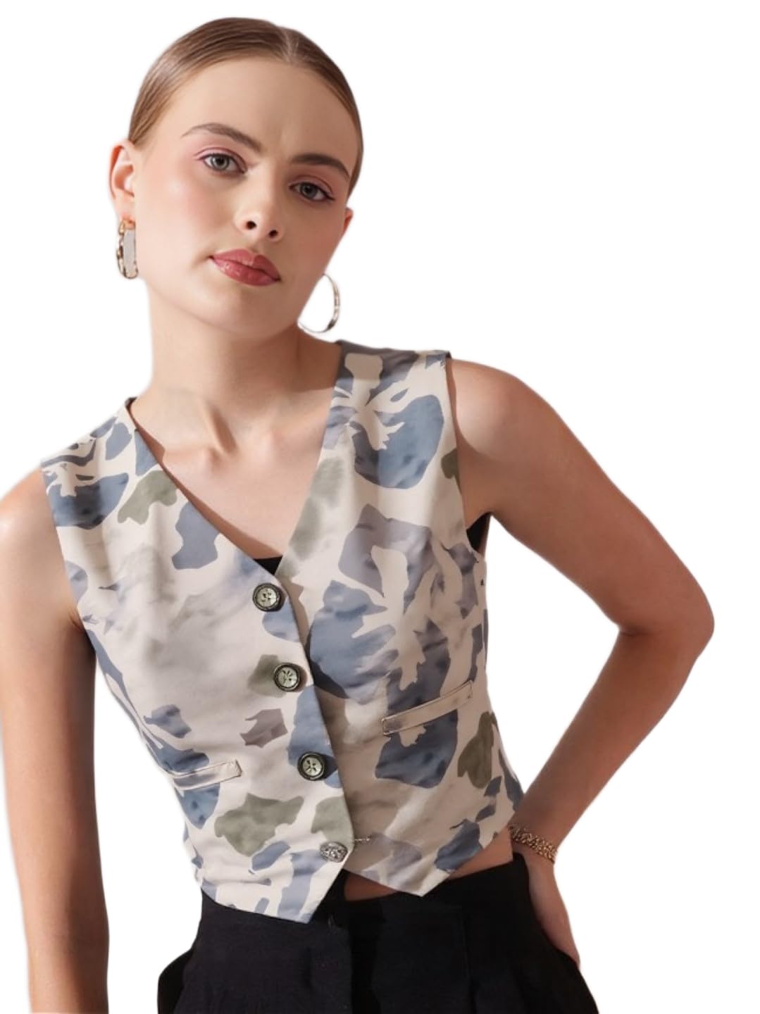 perfect productions Printed waistcoat for women, women cream waistcoat.12-picture-14
