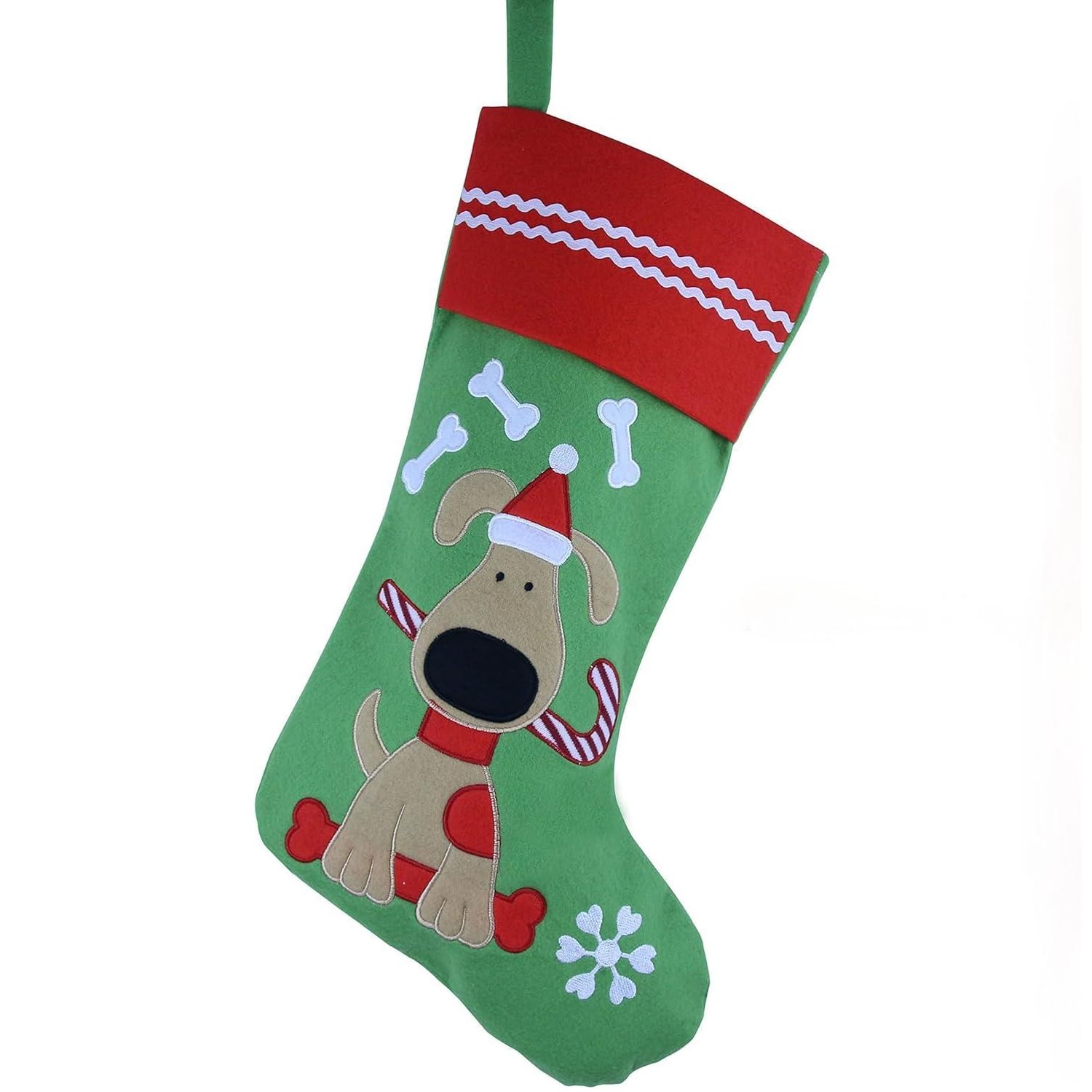 WEWILL Lovely Embroidered Dog Christmas Puppy Stockings Ideal Xmas Holiday Party Gifts for Puppies Pet 16-Inch Long