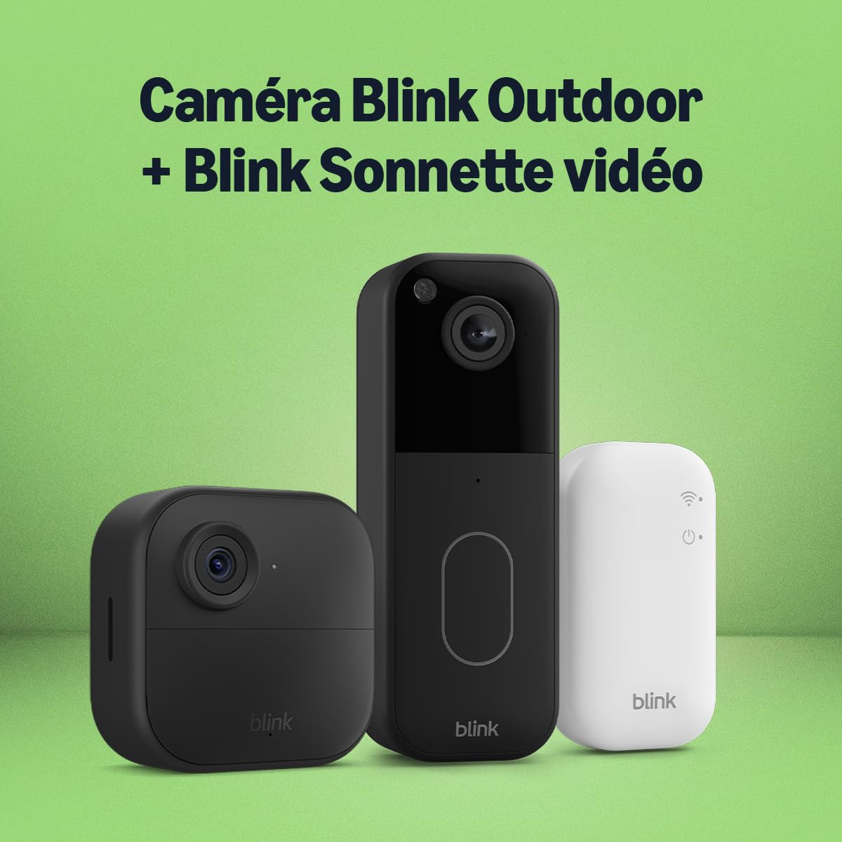 Caméra extérieure 4 Blink + sonnette vidéo Blink, module de synchronisation de base inclus
