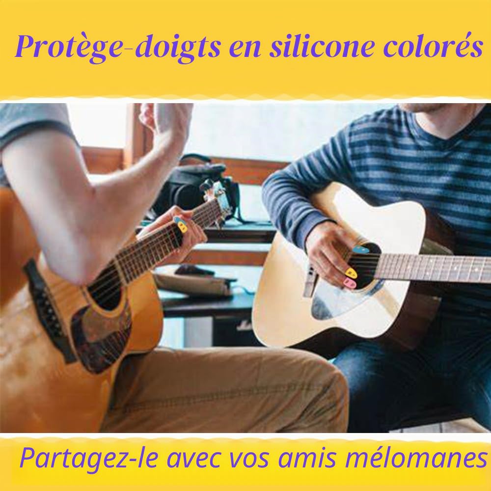 30 Pièces Protections Doigts Silicone pour Guitare - Capsules Antidérapantes Réutilisables Découpées Respirantes