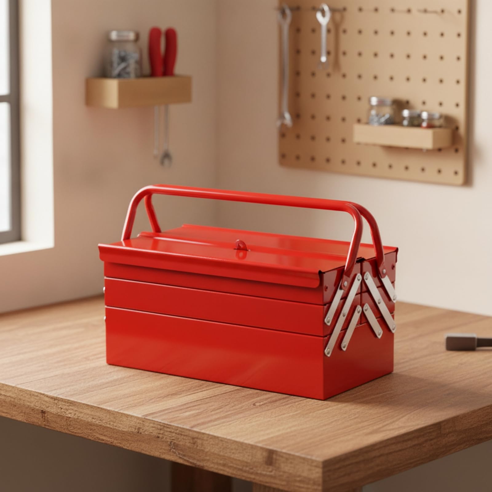 Caja Herramientas Metálica Portátil Caja Herramientas Plegable Resistente Al Óxido para Mecánicos, Electricistas, Taller, Garaje, Hogar