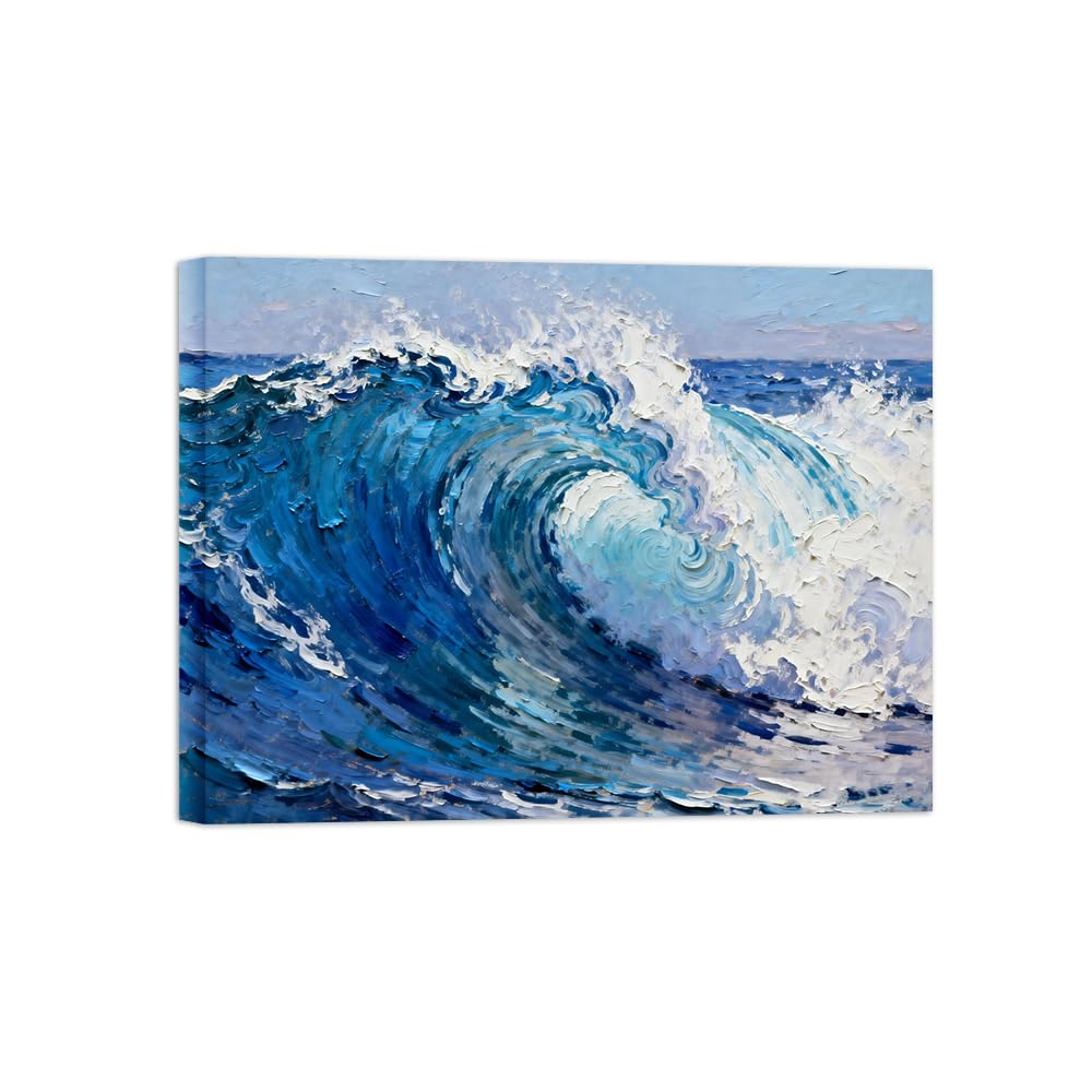 OZPWBVY Sea Wave Landscape Canvas Wall Art Picture 70x90cm Framed