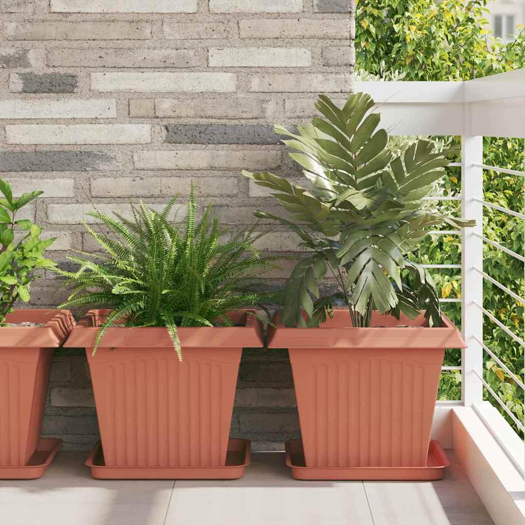 Quadratisches Blumentablett aus Kunststoff Ziegelrot 36 x 36 x 2,5 cm 6 Stück für Balkon Garten Terrasse Indoor Outdoor zur Pflanzenpflege mit gerolltem Rand und einfacher Reinigung