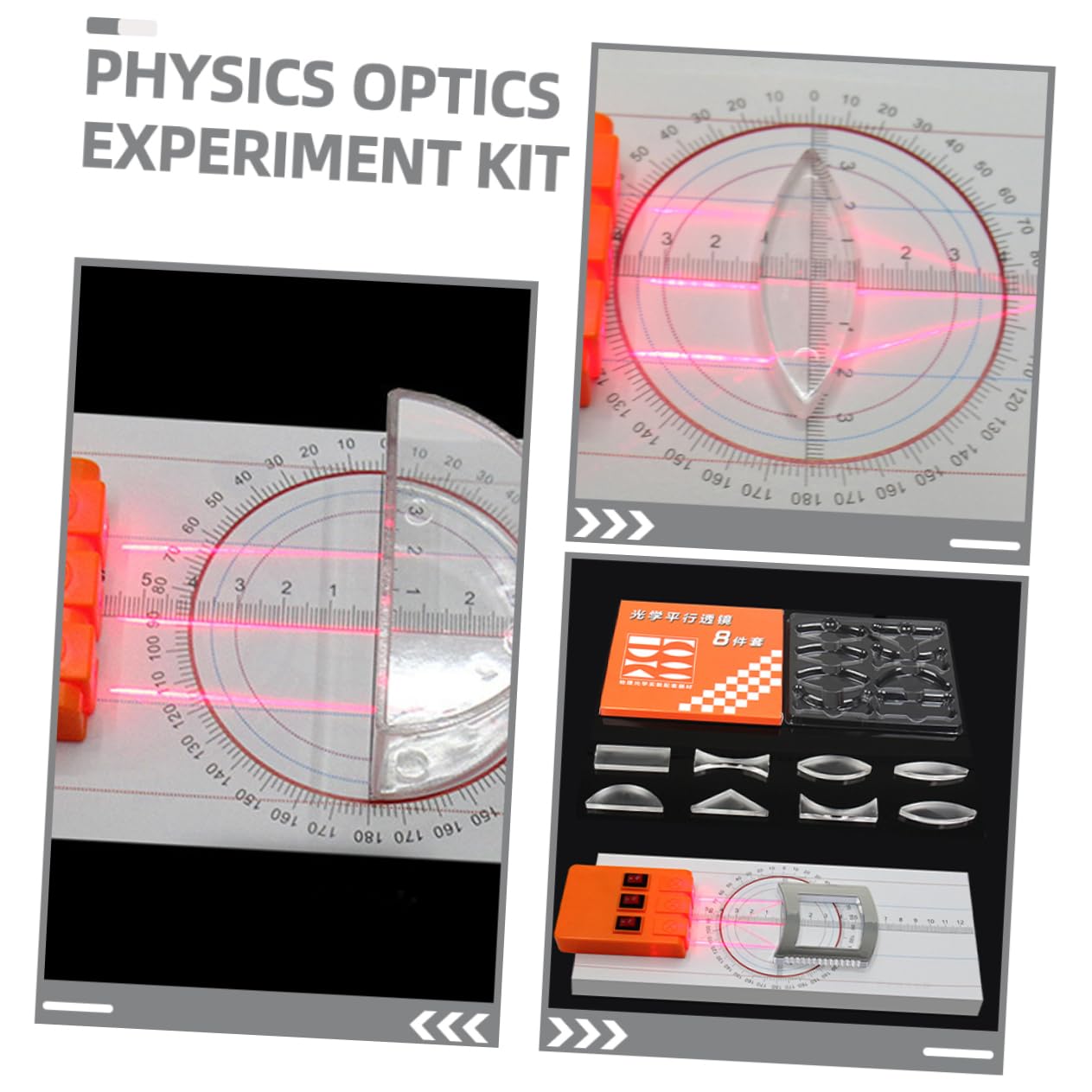 SOLUSTRE 10sätze Optisches Experimentier-set Für Physik Mit Multifunktionalen Linsen Prismen Und Lichtquellen Für Schulunterricht Und Lehrdemonstrationen Der Geometrischen