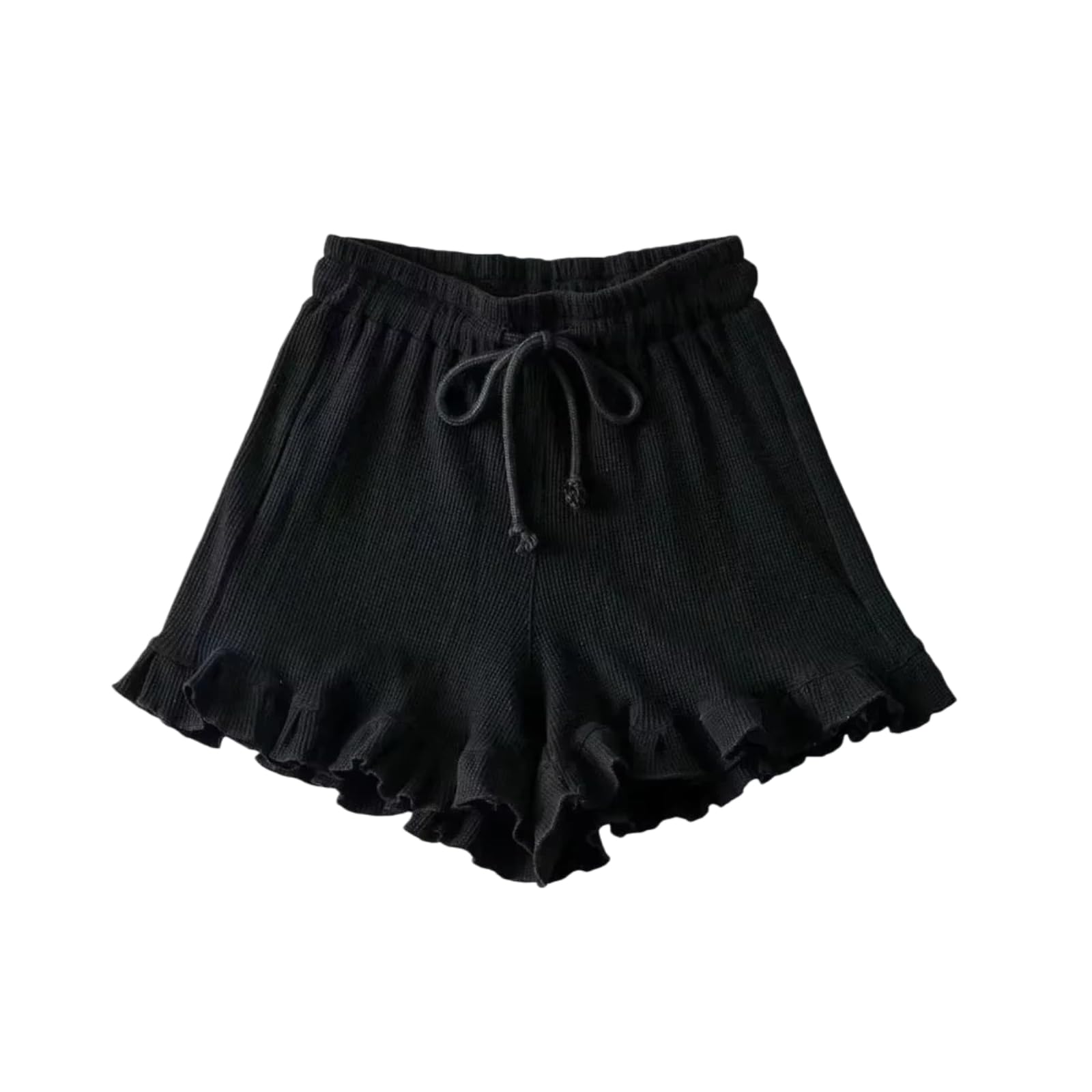 Short Femme Taille Haute À Volants Ample À Cordon | Short ample en toile polyester avec volants et poches, cordon de serrage pour printemps été style décontracté streetwear