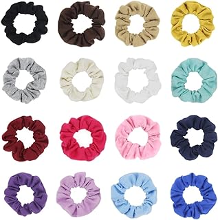 SUSULU Pack of 16pcs Cotton Hair Scrunchies Single Jersey Solid Color Po...