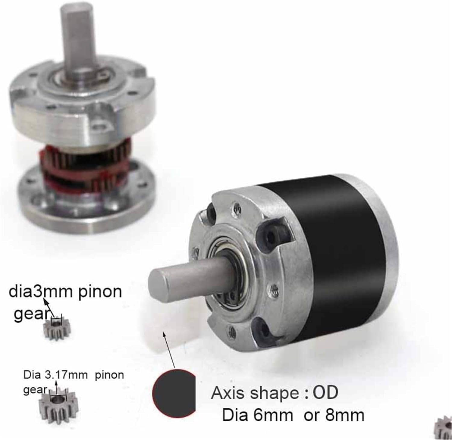 36mm Planetary Gearbox for 555/545/3650 DC Motors High Precision Metal Gear Reducer High Tq Speed Reduction Motor Low Noise(Gear ratio516to1,3mmpinongear6mmaxis)