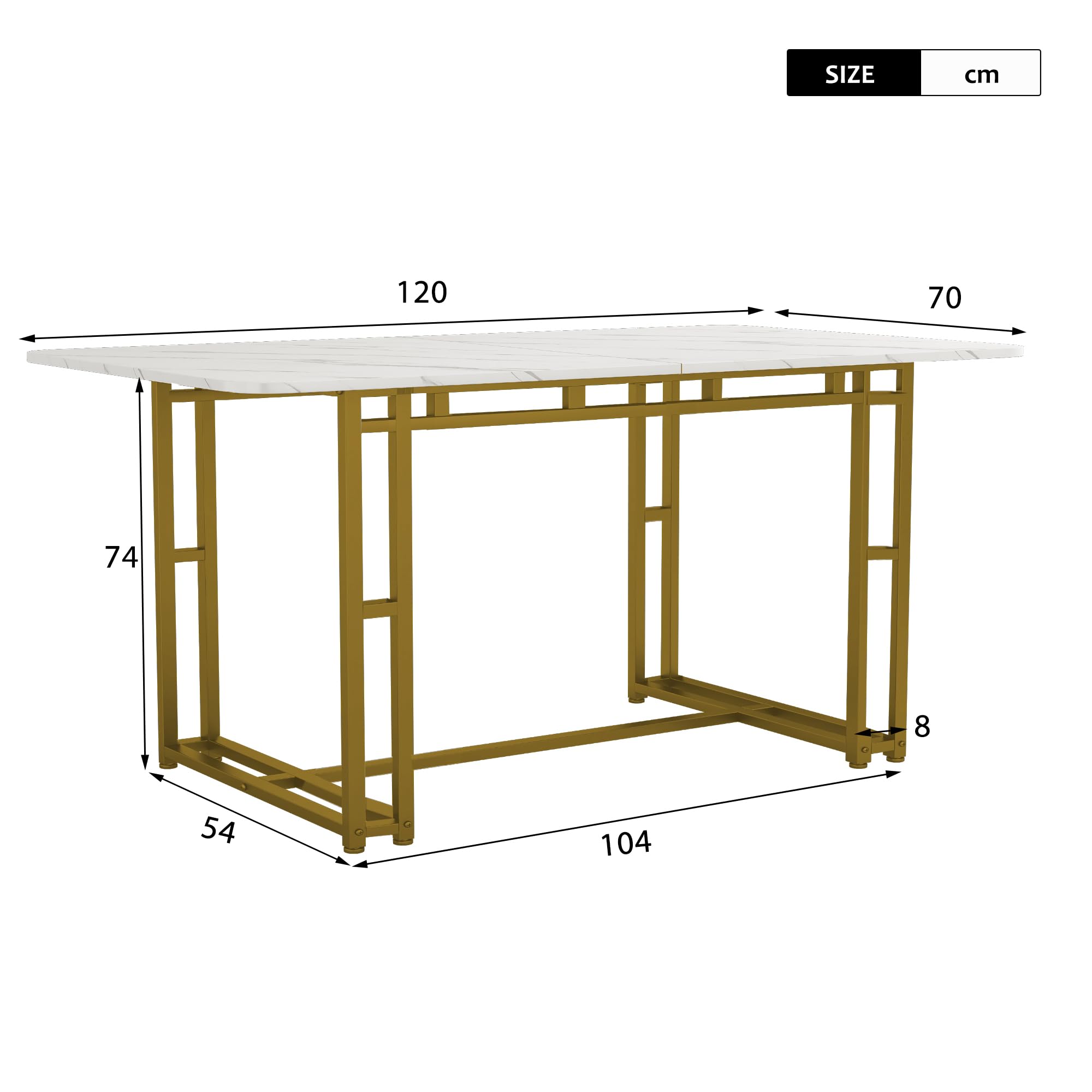 Set de Salle à Manger avec Table à mangers rectangulaire Chaise pour 4 Personnes Tables à Pieds en Fer pour Salon Restaurant Basse Or avec 4 chaises Vertes 120x70 cm