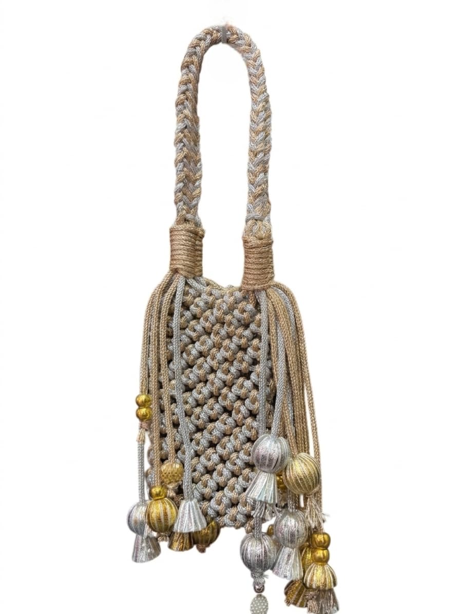 Wedding Potli Bag for Women | Bridal Designer Beaded Clutch with Ring Handle | Fancy Dulhan Gift Handbag for Gifting & Evening-image-39