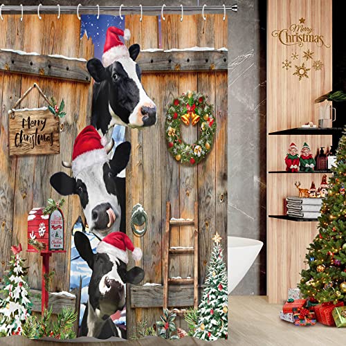 Accnicc-Christmas-Shower-Curtain-Set-Funny-Farmhouse-Cow-Shower-Curtains-for-Bathroom-Rustic-Winter-Xmas-Tree-Cute-Waterproof-Fabric-Bath-Curtain-Decor-Orange-72–72 Accnicc Christmas Shower Curtain Set Funny Farmhouse Cow Shower Curtains for Bathroom Rustic Winter Xmas Tree Cute Waterproof Fabric Bath Curtain Decor Orange 72–72
