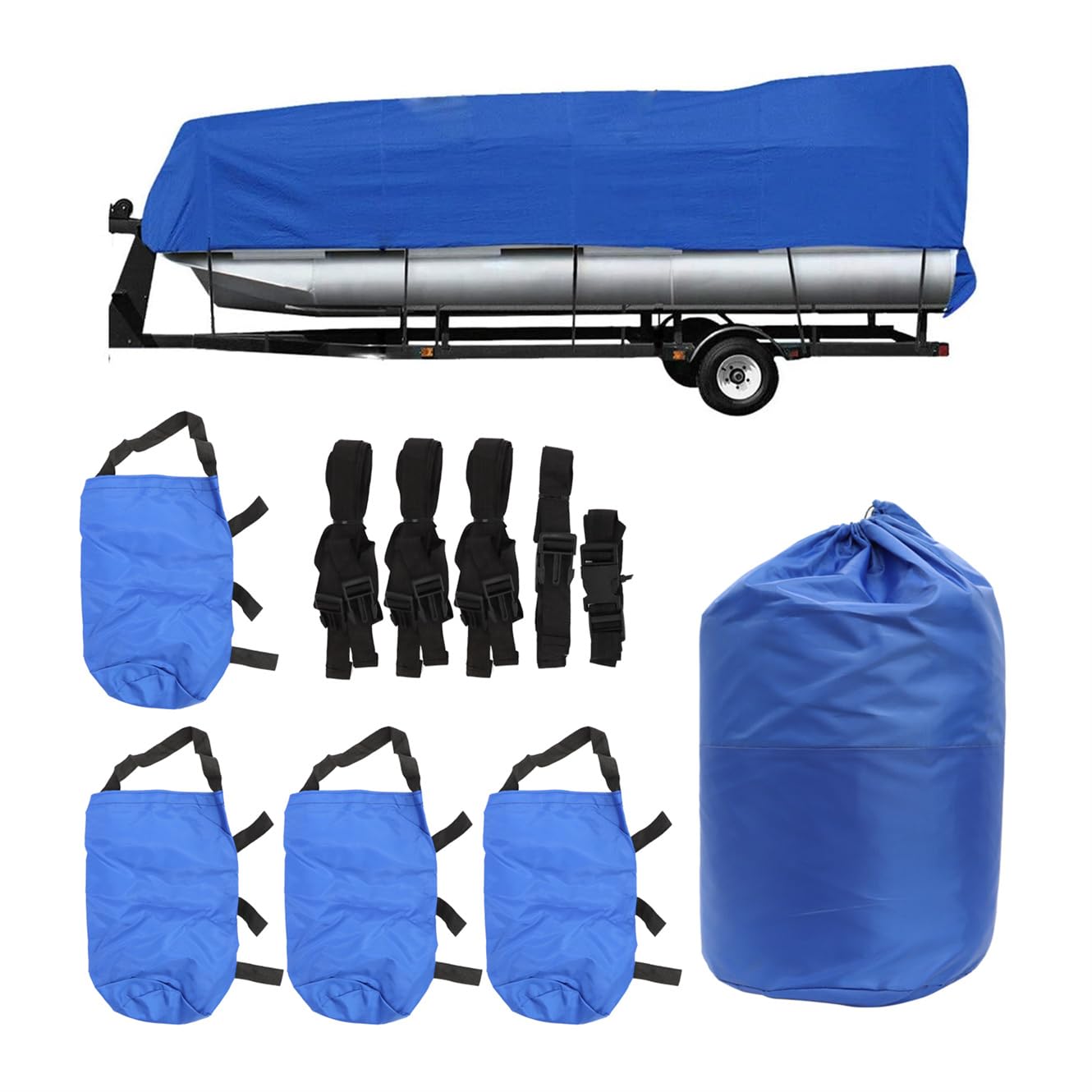 Jecoupoon 210D Heavy Duty Waterproof Trailerable Pontoon Boat Cover Compatible with Pontoon Boat (21-24FT102IN)