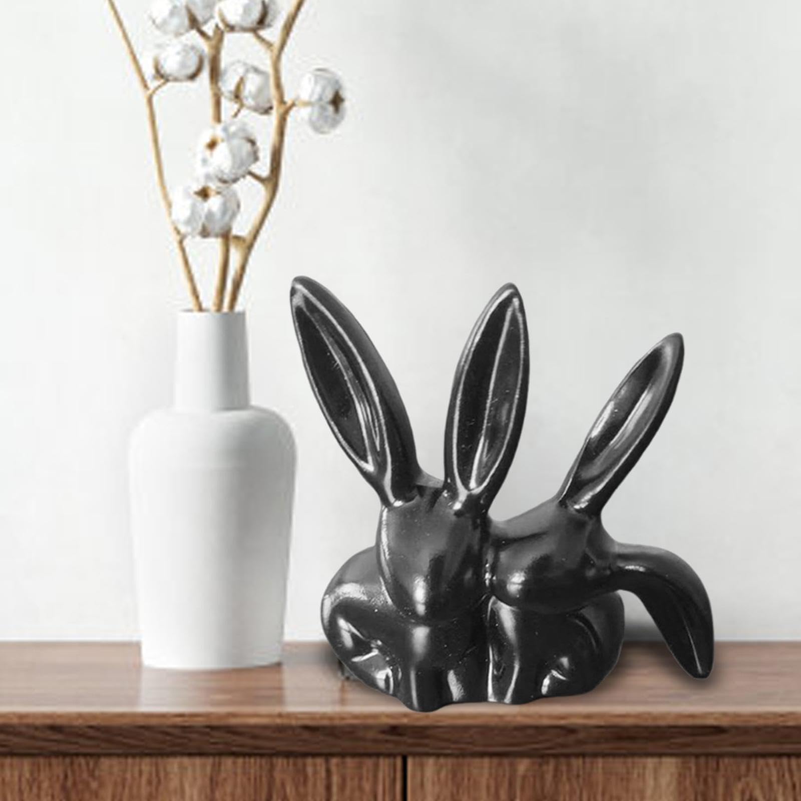 Gralara 5 Piezas Figurilla de Conejo Decorativa Resina Escultura Animal Conejo Pareja Adorno Moderno Coleccionable para Estante Escritorio Oficina Salón Dormi, 5 Piezas