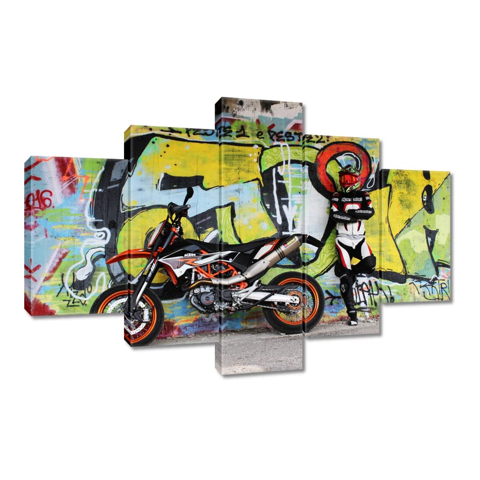 Cuadro de moto grafiti de 120x80cm impreso en lienzo decorativo Nº H3580M