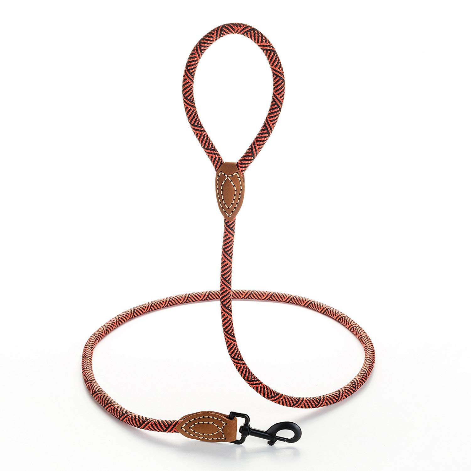 Mile High Life Kletter-Leine Für Hunde – Robustes Bergsteigerseil Mit Leder & Metallkarabiner, 120 Cm (Rot-Schwarz)