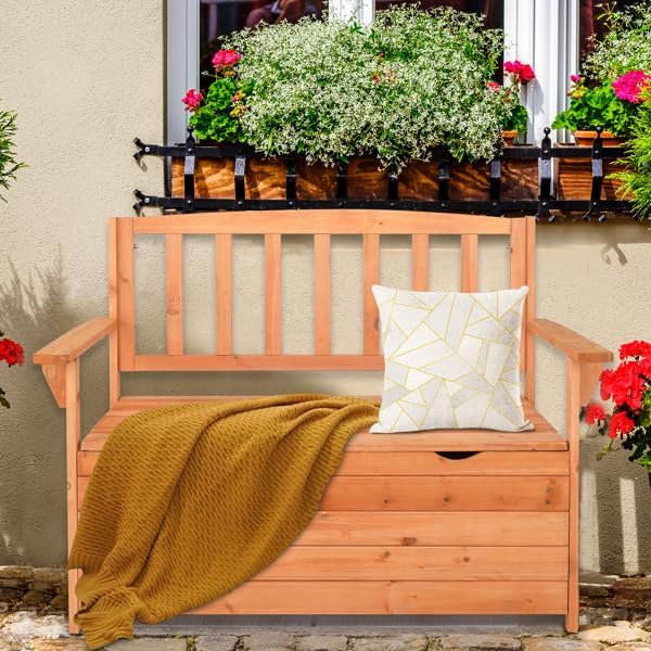 44.09" Outdoor Storage Bench, Deck Box Bench, Storage with Seating for Patio, Outdoor, Pool,Storage Bench Deck Box for Patio Furniture, Garden Decor and Outdoor Seating