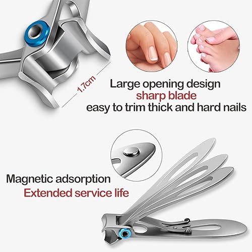 Miniatura 2 de Queenme Cortaúñas grandes para uñas gruesas, juego de manicura, kit de pedicura, herramienta de uñas encarnadas para hombres, mujeres, personas