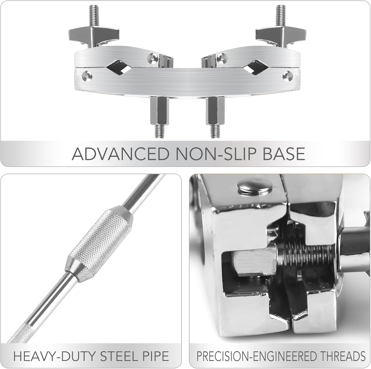 Drum Clamp Mount with Extension Bar, Heavy Duty Quick Release Multi-clamp for Cowbell, Jam Blocks, Tambourines, Mini Timbales, Tom, Cymbal Stands, Professional Drum Hardware Clamp Bracket