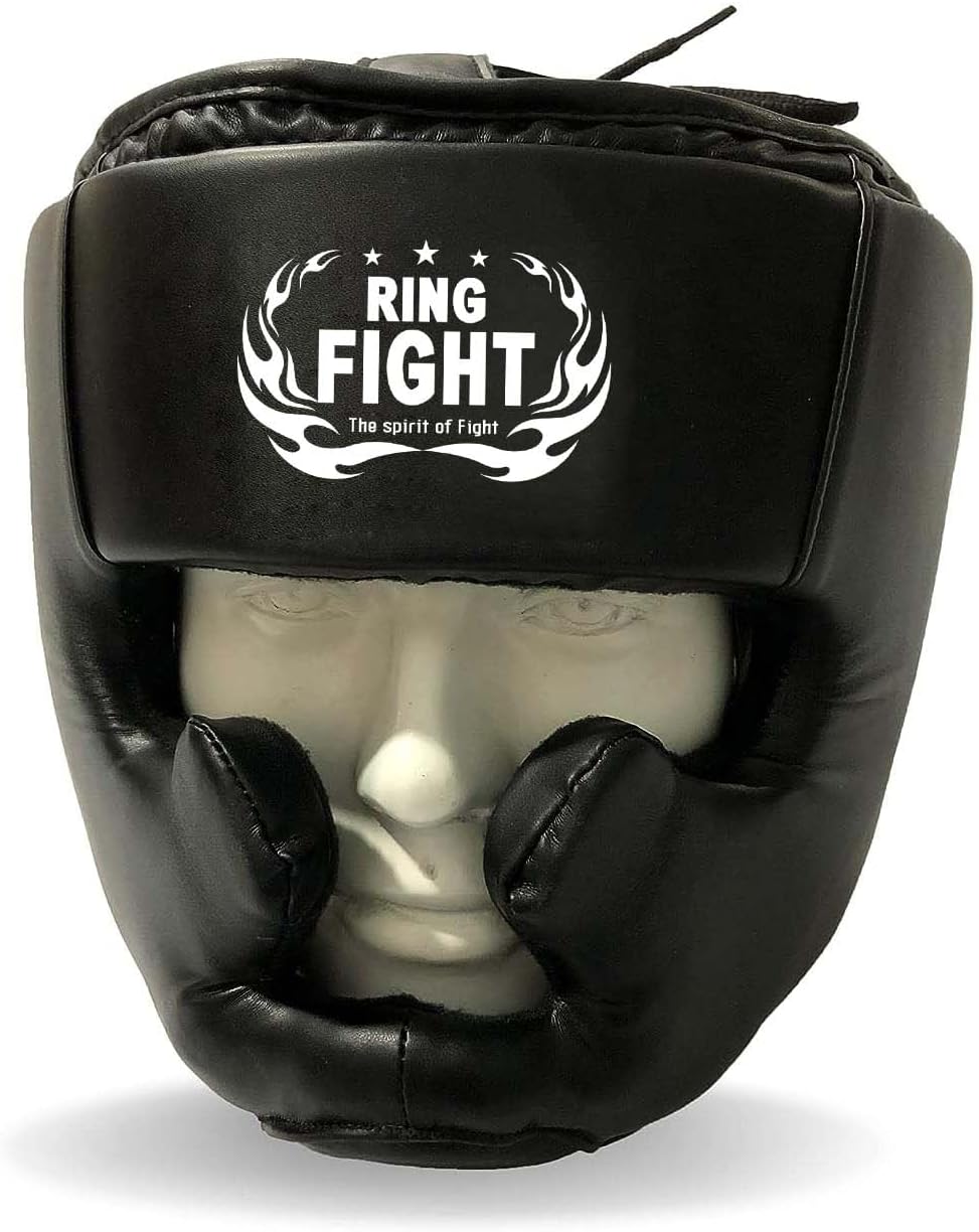 Boxing Headguard MMA Training Headgear Muay Thai Full Face Protection Guard Sparring Helmet Head Guard,Black