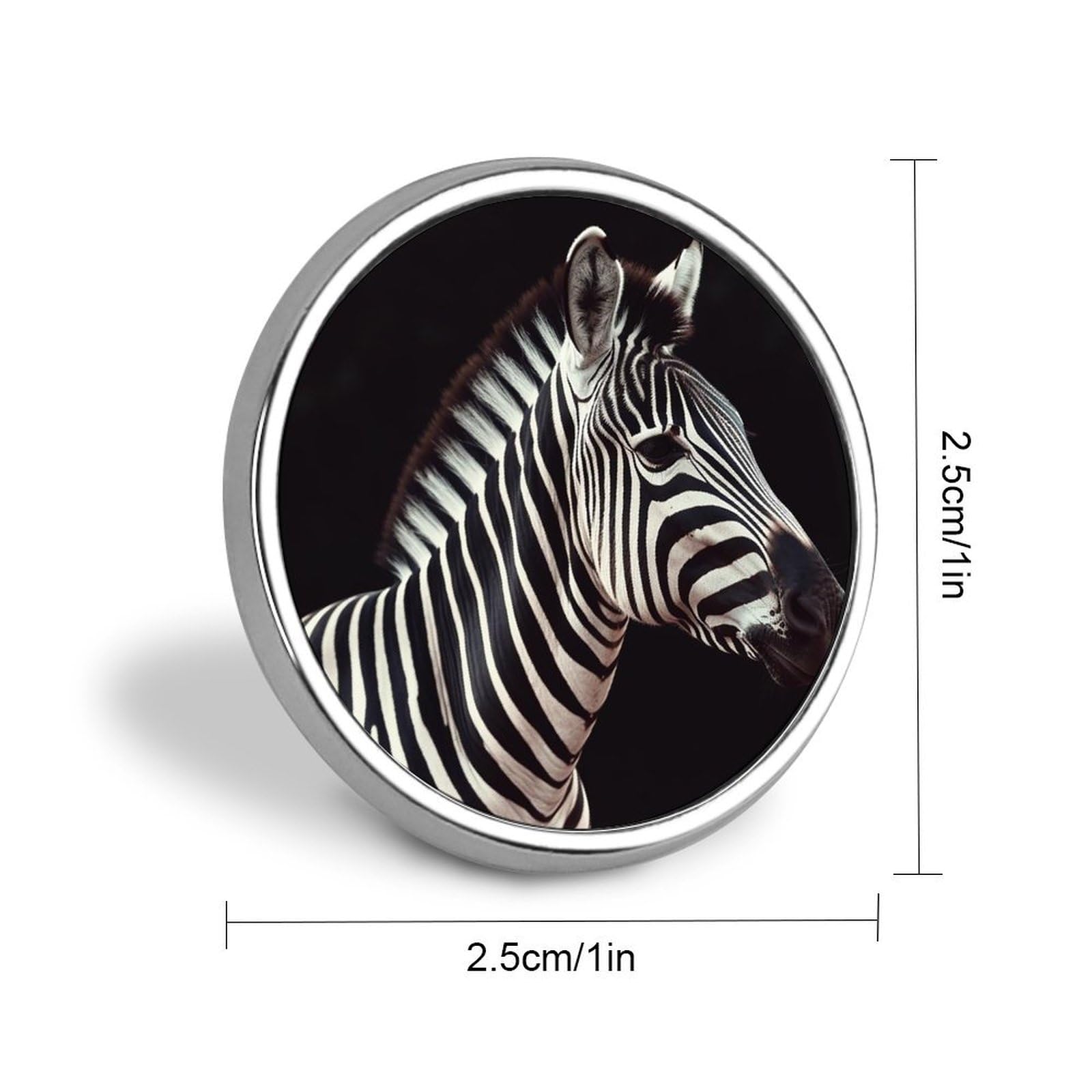 Aluminium Alloy Round Badge Brooch Pins for Men Animal Zebra Brooches Elegant Pin for Women Fashion Button Badges Brooch Badge for Hats Jackets Shirts