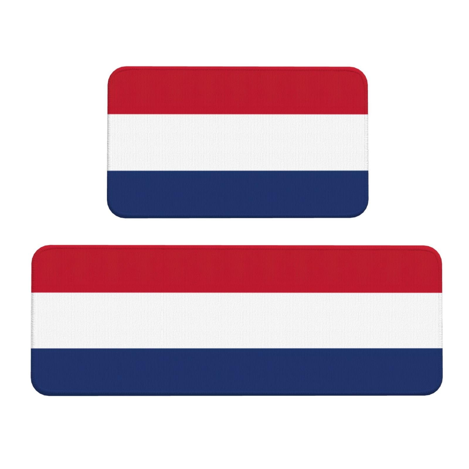 Tapetes de cocina EdWal con bandera holandesa, juego de 2 alfombras de granja lavandería
