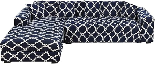 MIFXIN Funda de sofá seccional de 2 piezas elásticas de 3 asientos en forma de L, fundas elásticas impresas para sofá seccional, protector de