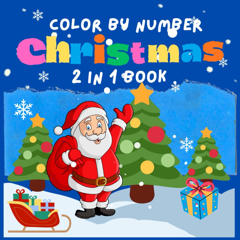 Christmas color by number book: Coloring activity with words puzzle for age 5-10