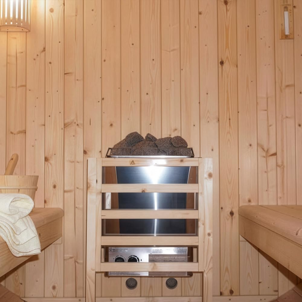 Sauna extérieur en tonneau Lahti L Home Deluxe 189x191x180 cm épicéa poêle inclus
