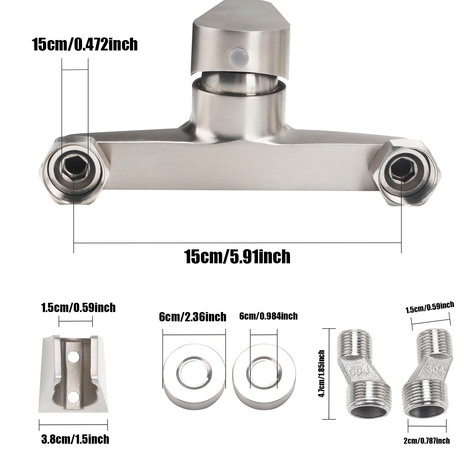 Rubinetto Vasca da Bagno con Doccetta, Miscelatore Vasca da Bagno in Acciaio Inox, Rubinetto Doccia da Muro Monocomando, Miscelatore Doccia Esterno, per Bagni, Vasche, Argenteo