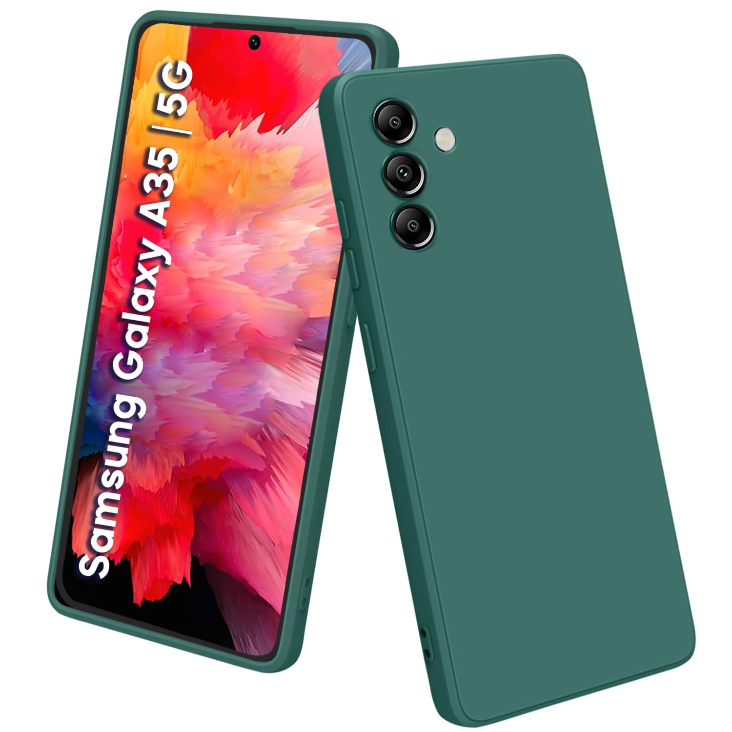 TRUEUPGRADE Liquid Silicone Designed Back Case Cover for Samsung Galaxy A35 5G | Microfiber Inside, Full Protection | Bumper Back Cover Case for Samsung Galaxy A35 5G - Green
