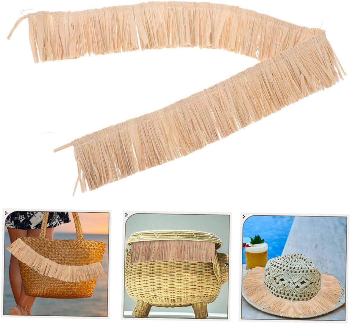 Raffia Straw Fringe for DIY Crafts Handmade Natural Grass Skirt for Hawaiian Luau Parties Accessories for Bags and Shoes 10-Piece Set of Small Tassels