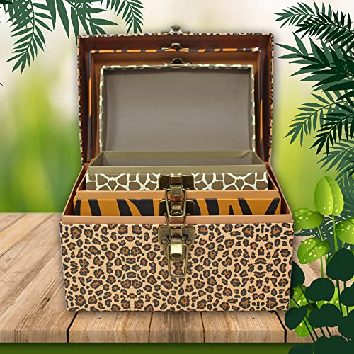 Blue Orchards Safari Animal Chest Paperboard Boxes (Set Of 3) - Decorative Storage Boxes - Safari Animal Print Toy Box - Toy Chest - Jungle Theme Bedroom Or Party Decor #TOP3
