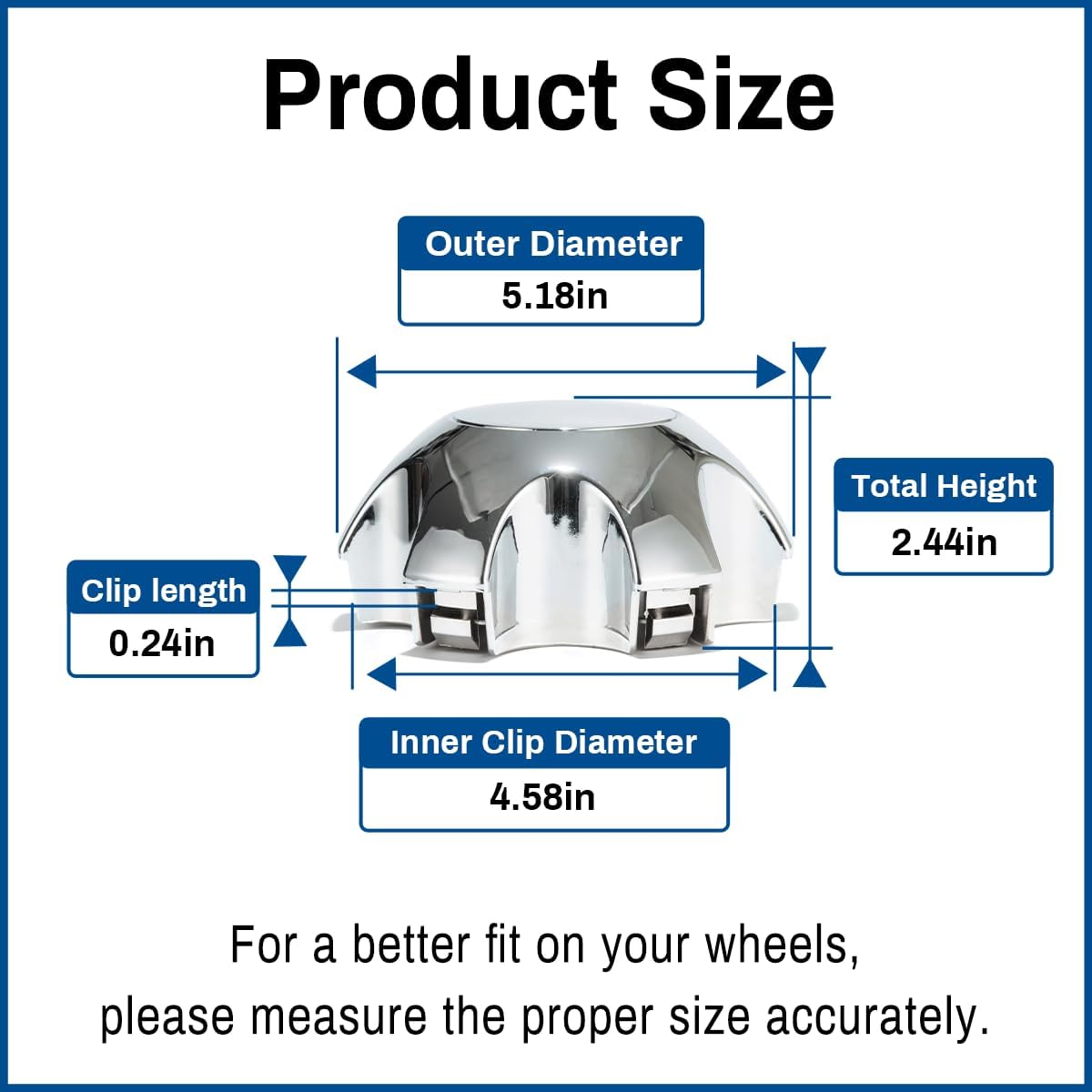 Wheel Center Cap for 2009-2014 Ford F150 Expedition 18" 20" Wheel, DL3Z-1130-C DL3Z1130C, Chrome, 4 PC
