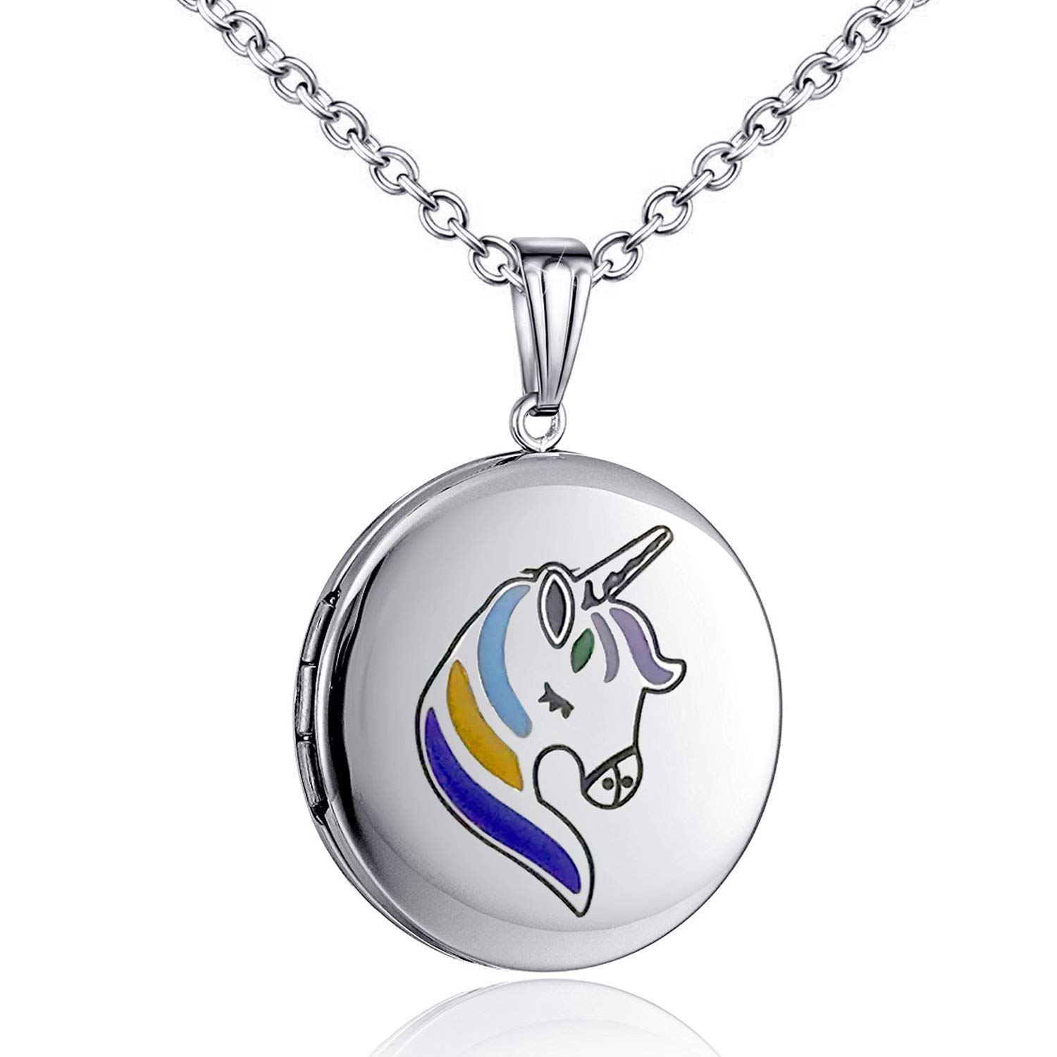 MUERDOUUnicorn Gifts for Girls Locket Necklace That Holds Pictures Heart Shaped Photo Memory Locket Pendant Necklaces