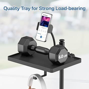 Functional Microphone Stand Tray with Adjustable Mic Stand Phone Holder - 8.7