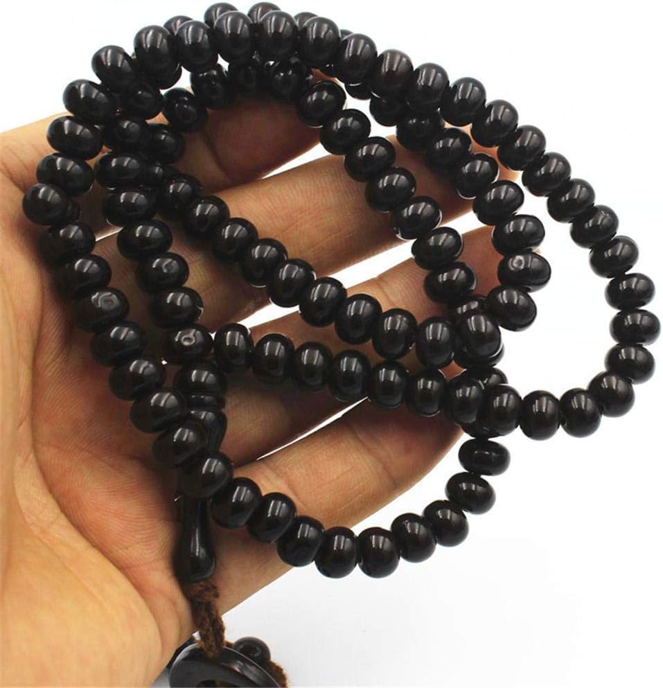 WINBST Islamic Prayer Bracelet - 99 Beads Eid Mubarak Muslim Rosary, Brown,Black, 43 centimeters - Image 5
