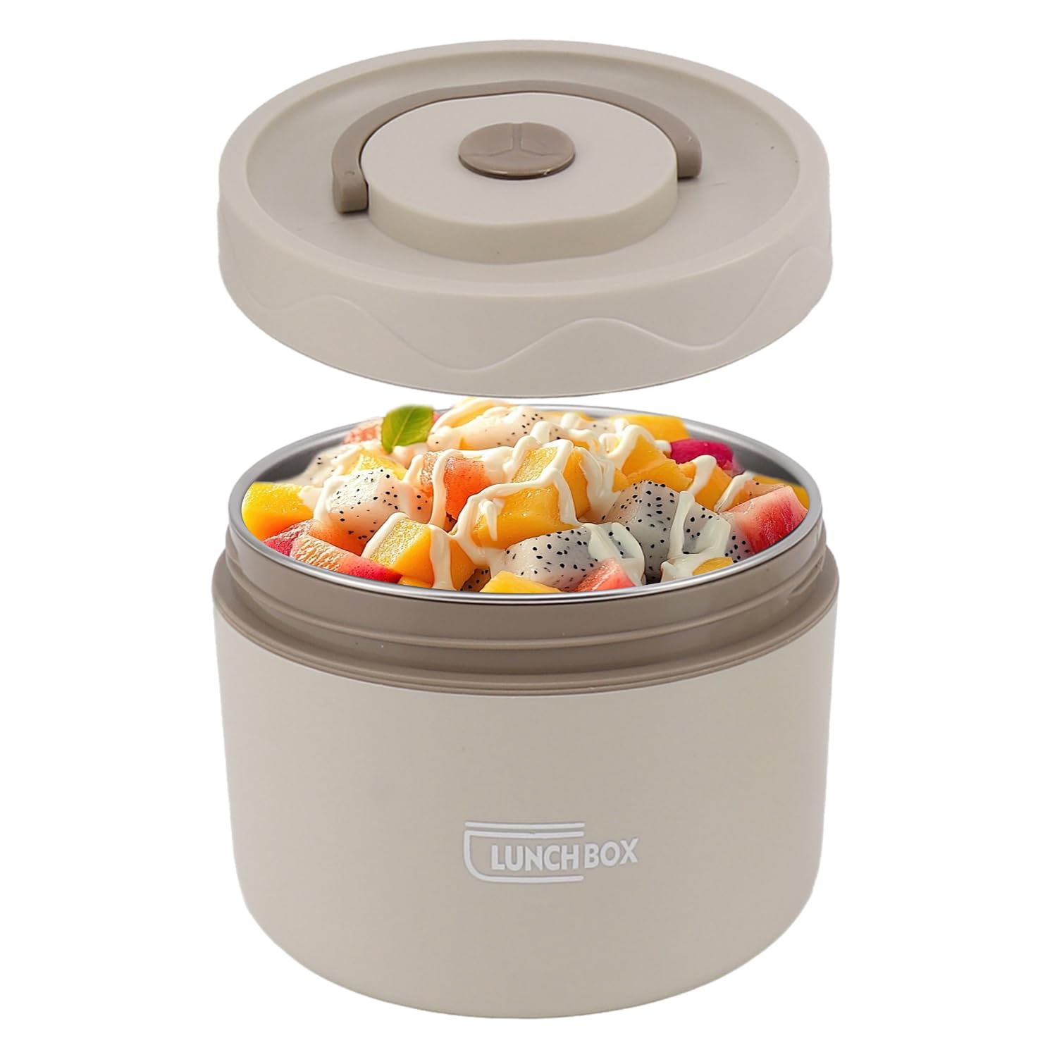 Tissting Food Flask for Hot Food, 550ml Soup Flask Thermal Lunch Containers 304 Stainless Steel Liner Insulated Food Jar Salad Picnic Boxes White