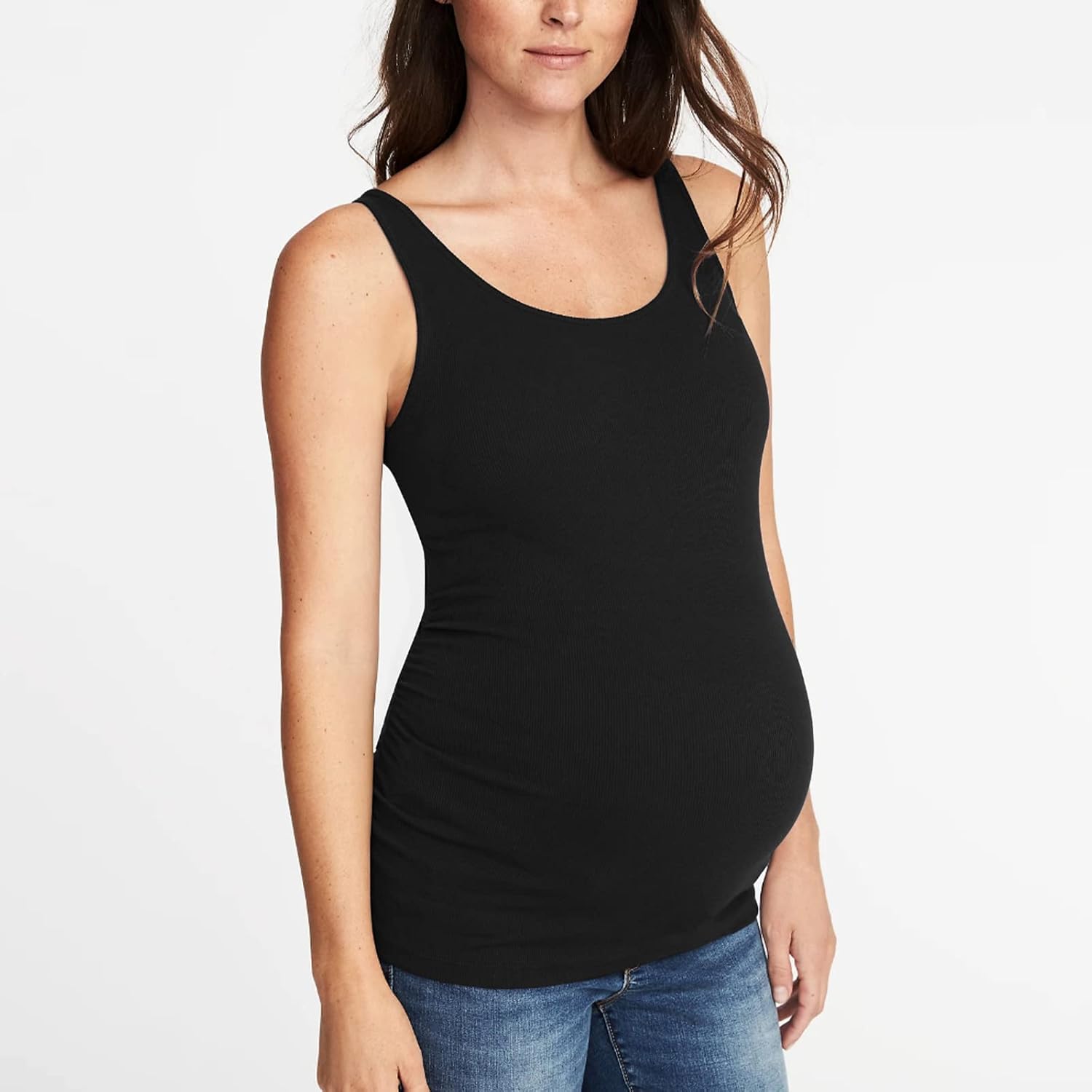 Liu & Qu Maternity Tank Tops Rib Side-Shirred Sleeveless Pregnancy Basic Shirt 3-Pack - Image 2